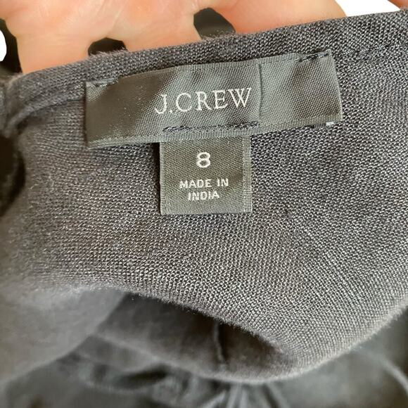 J. Crew Sz 8 Black 100% Linen Puff Sleeve V Back Top Blouse Button Front - Picture 13 of 16
